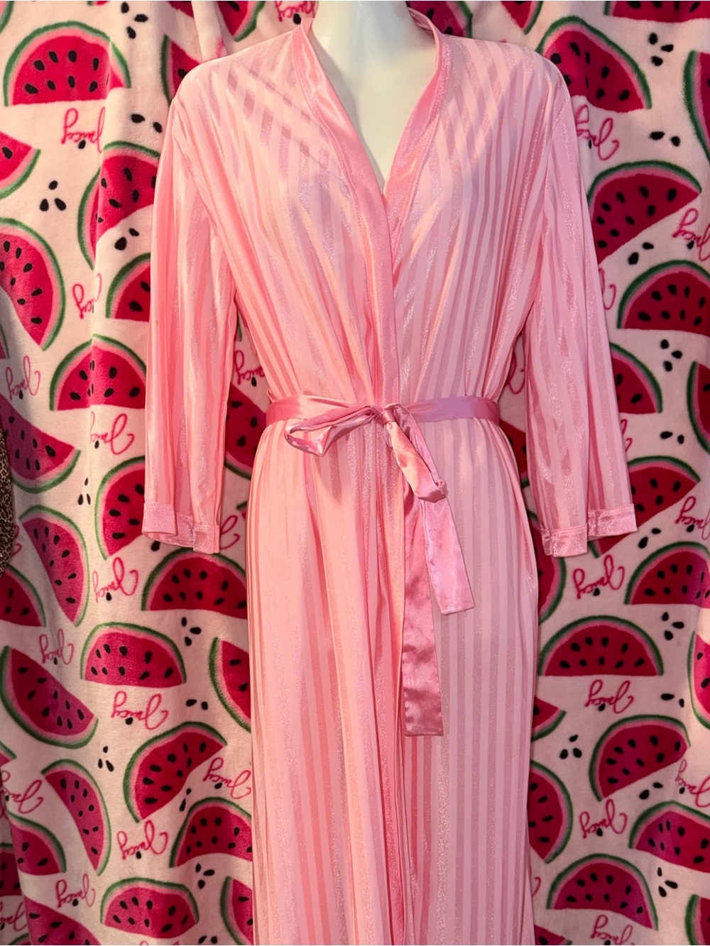 🩷 Vintage Striped Long Robe